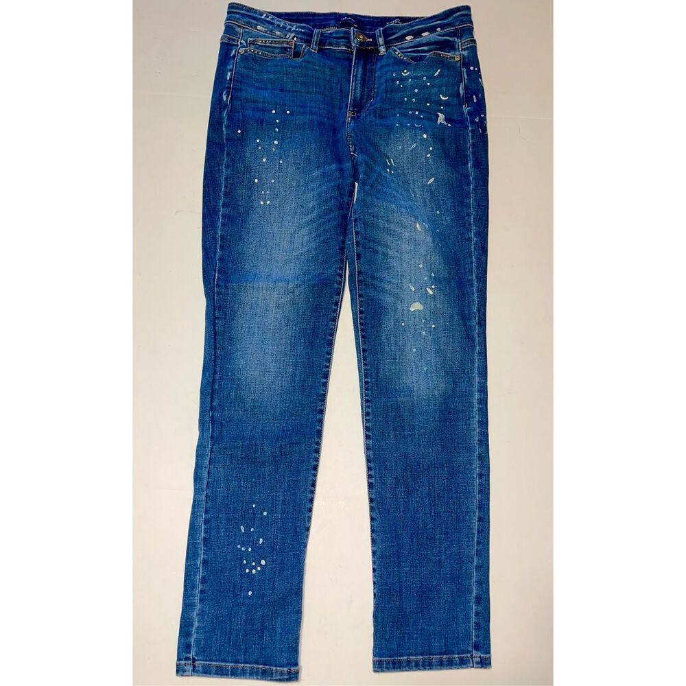 J.Jill Denim 4 Regular BOYFRIEND Straight-Leg Ankle‎ Jeans Paint Splatter